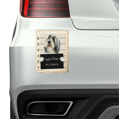 Bearded Collie Mugshot Bad Dog Fridge refrigerator Car Magnet Bumper Sticker