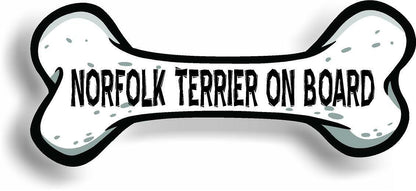 Dog on Board Norfolk Terrier Bone Car Magnet Bumper Sticker 3"x7"