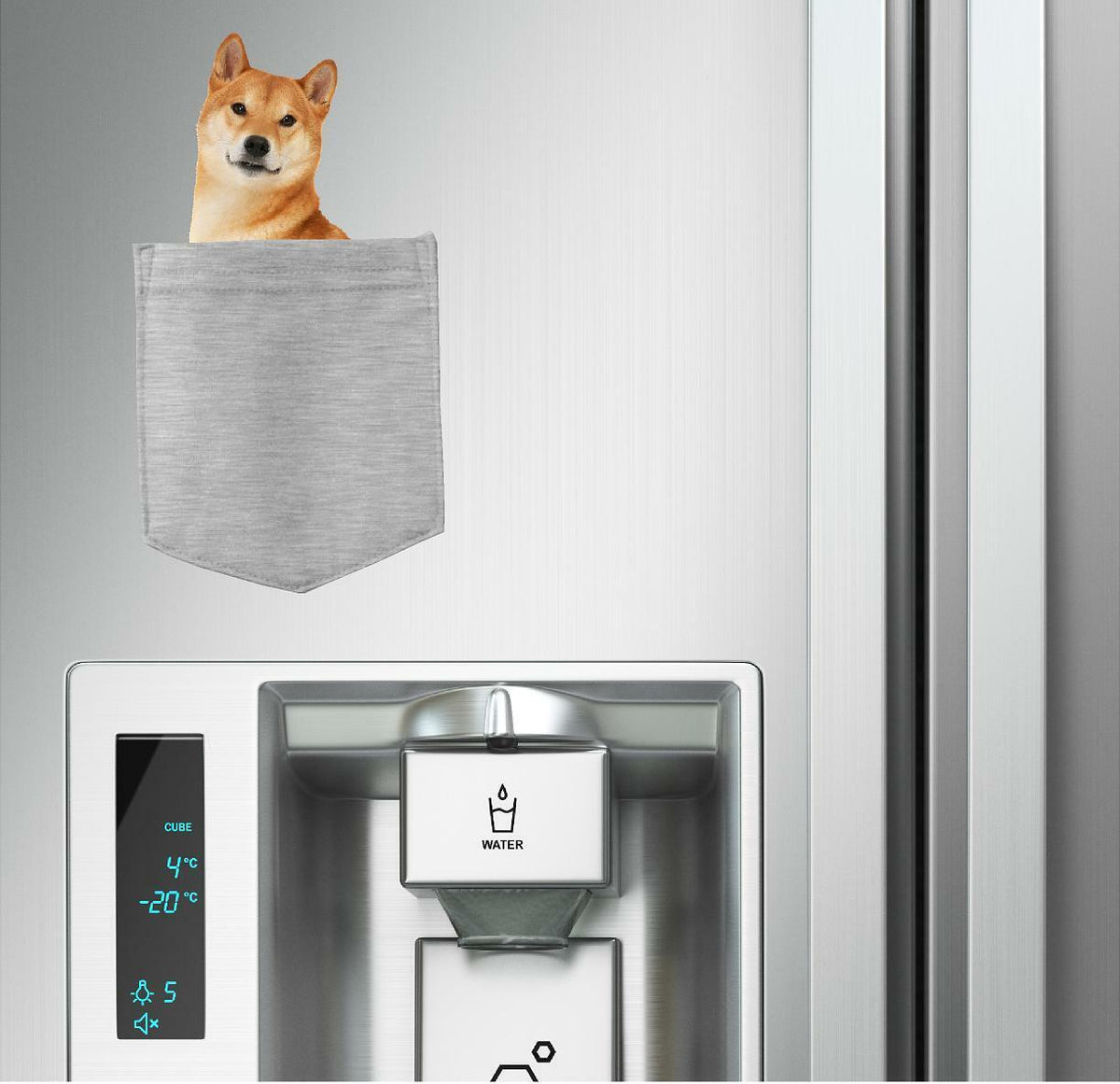 Shiba Inu Dog in pocket Fridge Car Magnet Bumper Sticker App size 4"x7"