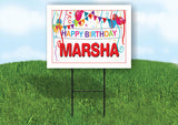 MARSHA HAPPY BIRTHDAY BALLOONS 18 in x 24 in Yard Sign Road Sign with Stand