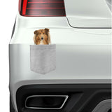 Collie Dog in pocket Fridge Car Magnet Bumper Sticker App size 4"x7"