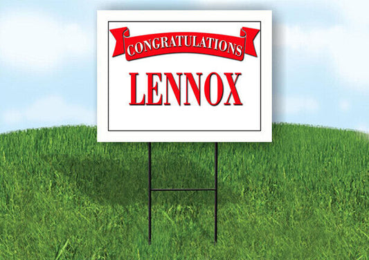 LENNOX CONGRATULATIONS RED BANNER 18in x 24in Yard sign with Stand