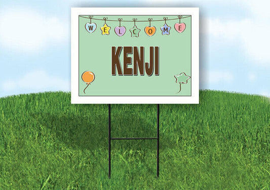 KENJI WELCOME BABY GREEN  18 in x 24 in Yard Sign Road Sign with Stand
