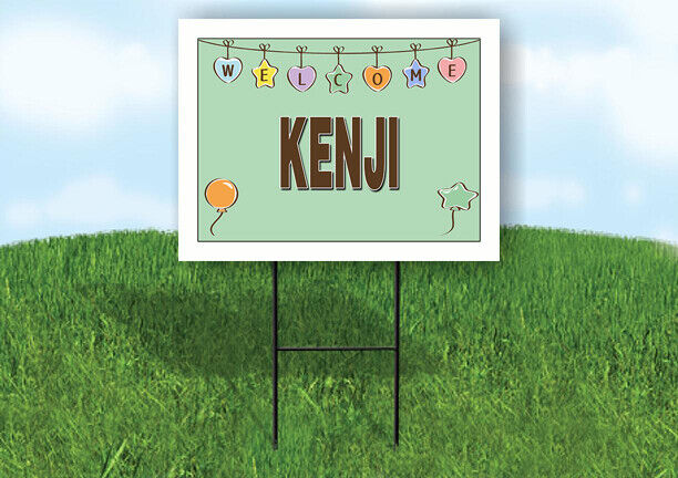 KENJI WELCOME BABY GREEN  18 in x 24 in Yard Sign Road Sign with Stand