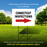 INSPECTIONS RIGHT ARROW RED_ CONNECTICUT Yard Sign with Stand LAWN SIGN