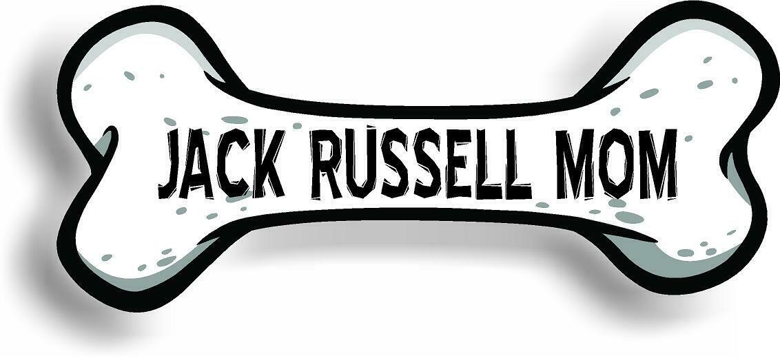 Dog Mom Jack Russell Bone Car Magnet Bumper Sticker 3"x7"