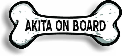 Dog on Board Akita Bone Car Magnet Bumper Sticker 3"x7"