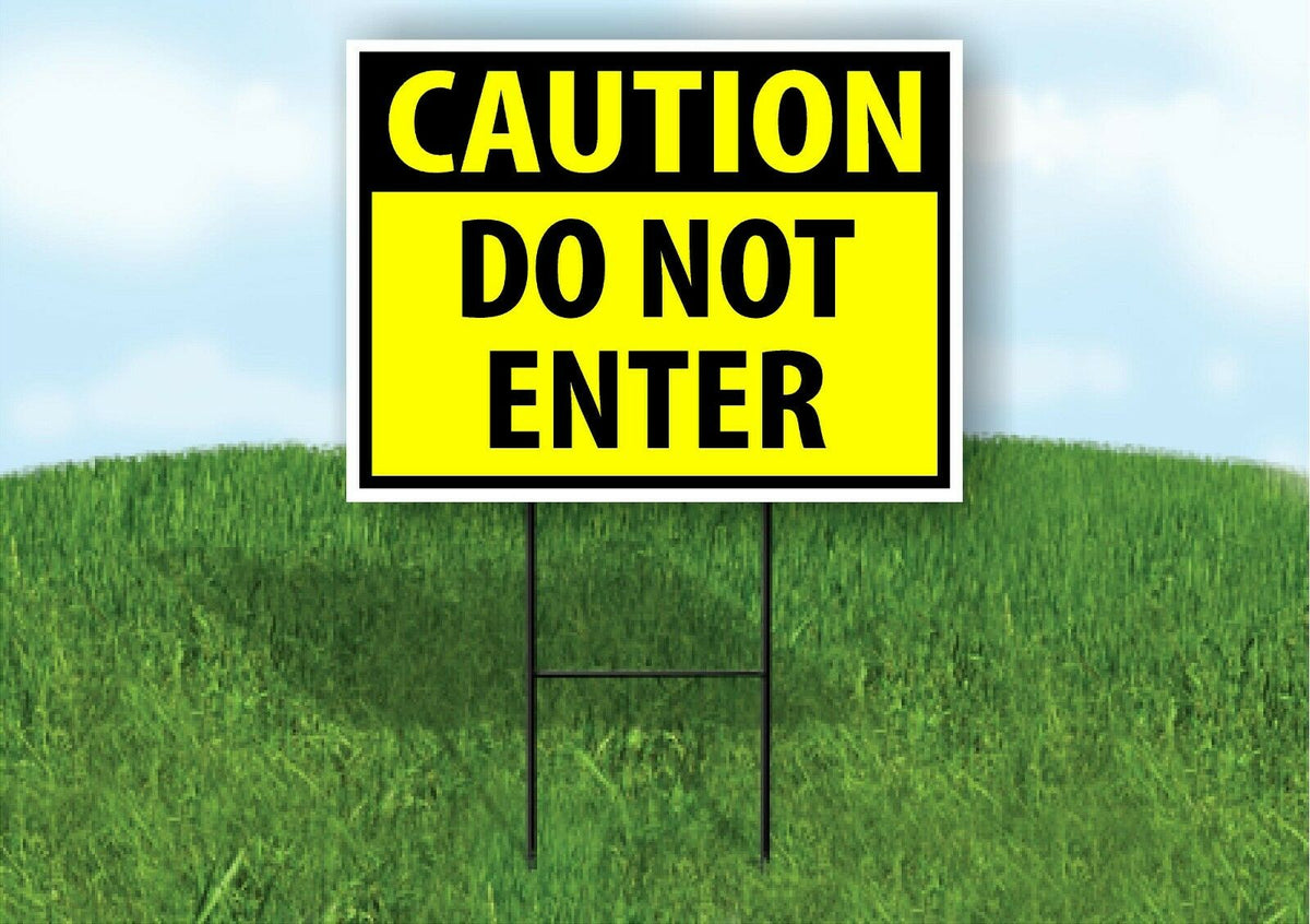 CAUTION DO NOT ENTER YELLOW Plastic Yard Sign ROAD SIGN with Stand