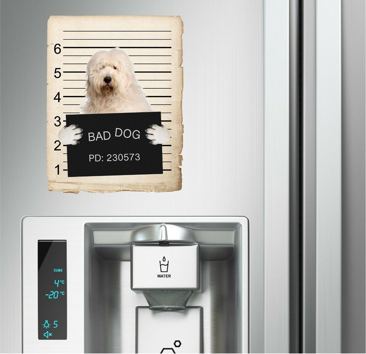 Old English Sheepdog Mugshot Bad Dog Fridge refrigerator Car Magnet