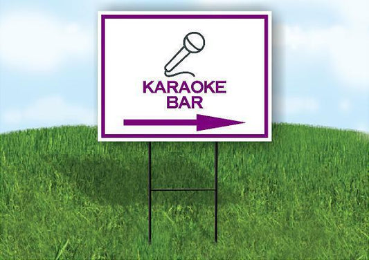 KARAOKE BAR PURPLE ARROW RIGHT Yard Sign Road with Stand LAWN SIGN Single sided