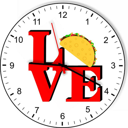 I Love Tacos Love Park Funny Kitchen Living room Wall Clock