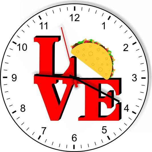 I Love Tacos Love Park Funny Kitchen Living room Wall Clock