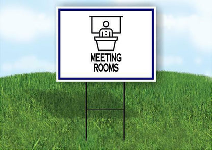 MEETING ROOMS BLUE BORDER Yard Sign Road with Stand LAWN SIGN