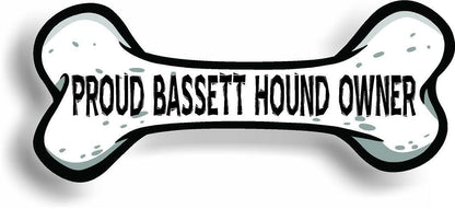 Proud Bassett Hound Owner Bone Car Magnet Bumper Sticker 3"x7"