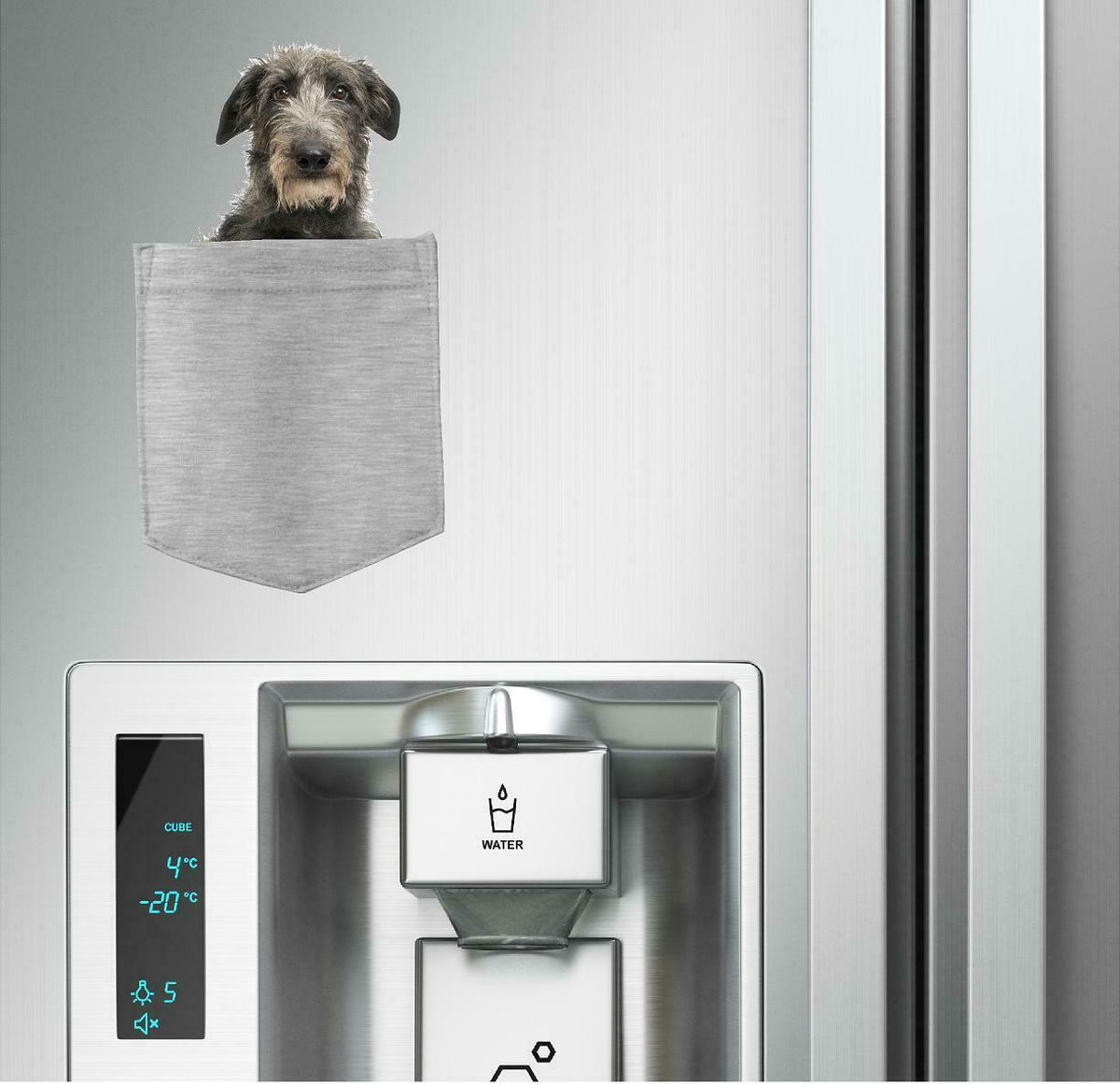 Scottish Deerhound Dog in pocket Fridge Car Magnet Bumper Sticker App size 4"x7"