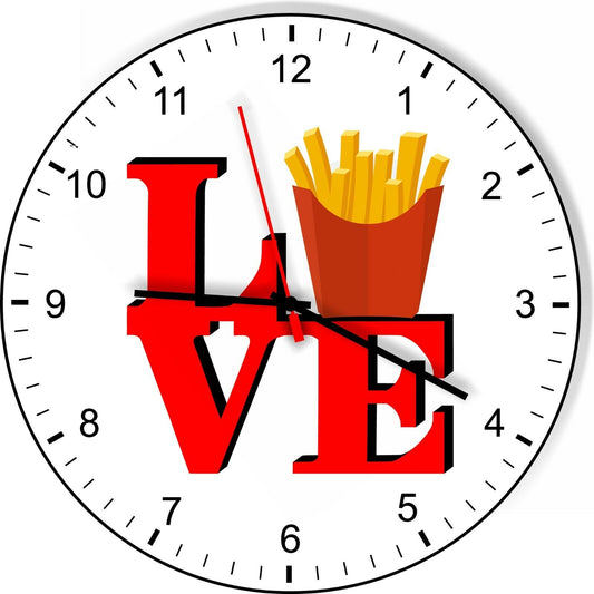 I Love French Fries Love Park Funny Kitchen Living room Wall Clock