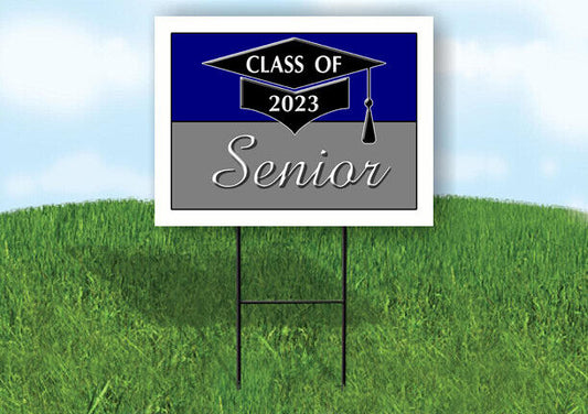 2023 SENIOR BLUE SILVER  18inx24in Yard Road Sign w/ Stand