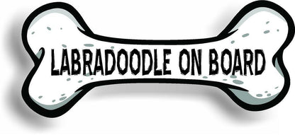 Dog on Board Labradoodle Bone Car Magnet Bumper Sticker 3"x7"