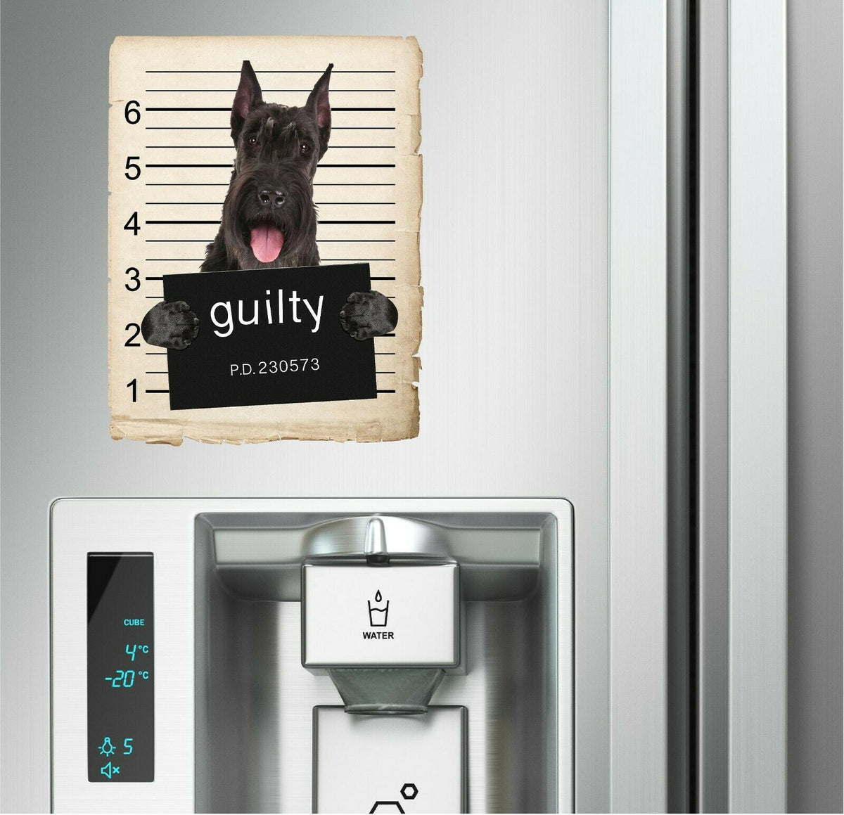 Giant Schnauzer Mugshot Bad Dog Fridge refrigerator Car Magnet