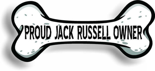 Proud Jack Russell Owner Bone Car Magnet Bumper Sticker 3"x7"
