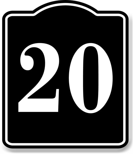 20 Bay Garage Door Plate Field Lane Gate Number BLACK Aluminum Composite Sign