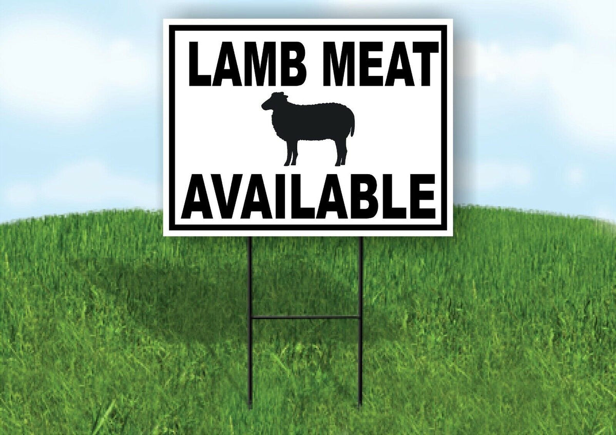 LAMB MEAT AVAILABLE BLACK BORDER Yard Sign Road with Stand LAWN SIGN