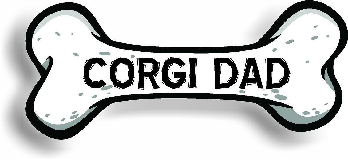 Dog Dad Corgi Bone Car Magnet Bumper Sticker 3"x7"