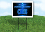 CHRIS RETIREMENT BLUE 18 in x 24 in Yard Sign Road Sign with Stand