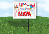 MAYA HAPPY BIRTHDAY BALLOONS 18 in x 24 in Yard Sign Road Sign with Stand