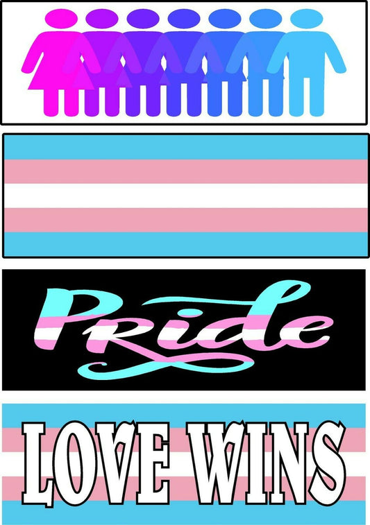 Set of 4 prank magnetic bumper stickers magnets transgender FLAG PRIDE LOVE WINS