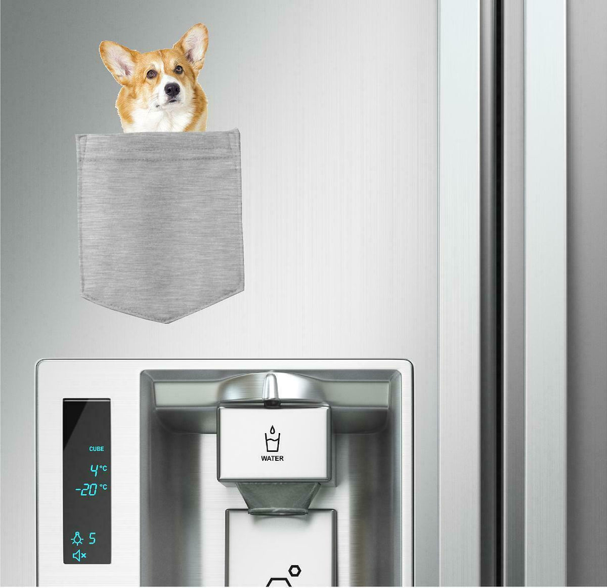 Corgi Dog in pocket Fridge Car Magnet Bumper Sticker App size 4"x7"