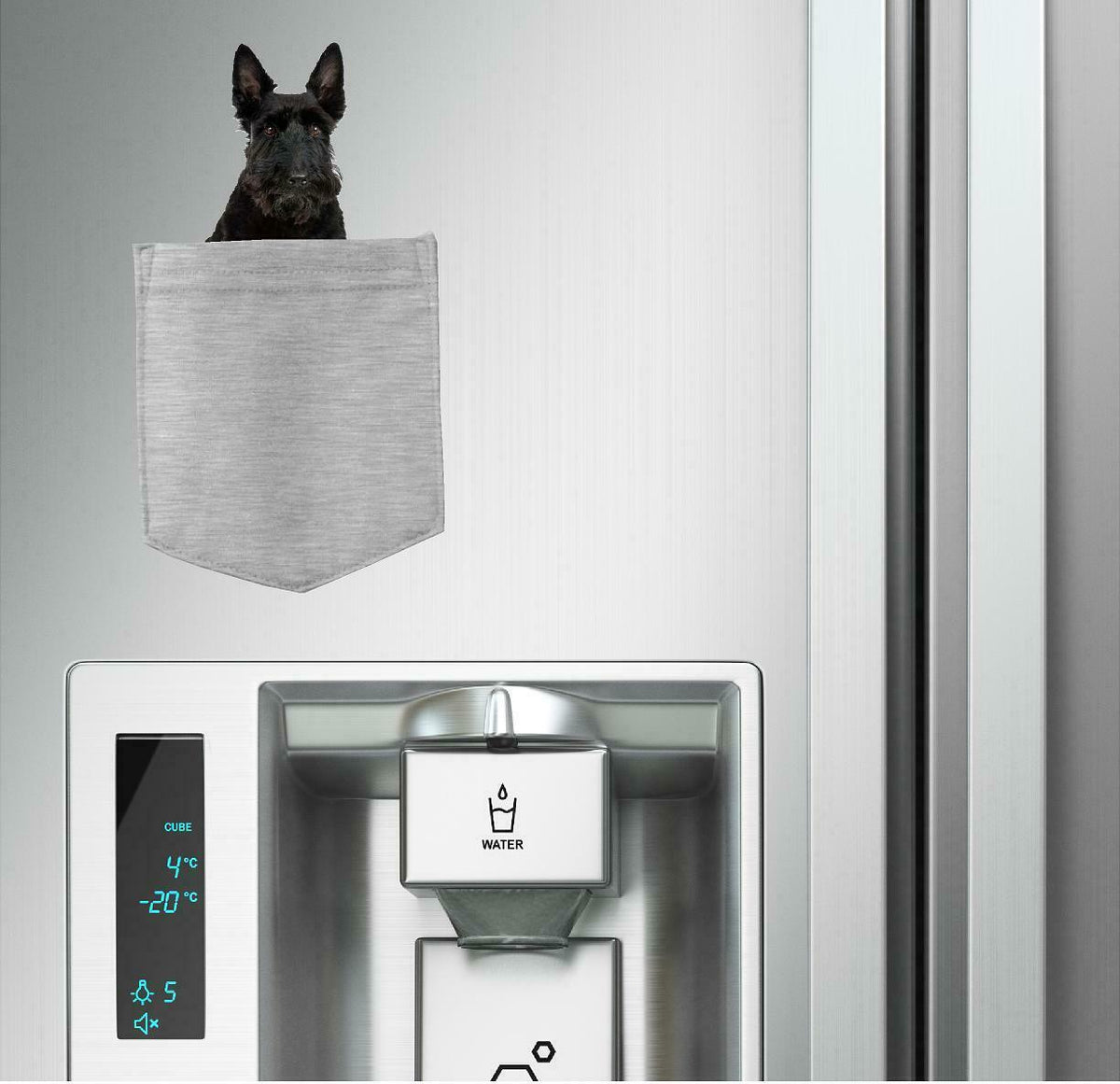 Scottish Terrier Dog in pocket Fridge Car Magnet Bumper Sticker App size 4"x7"