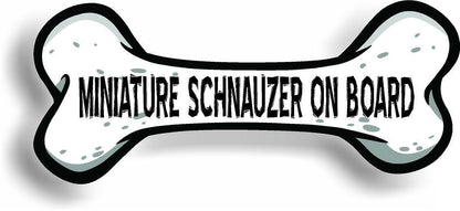 Dog on Board Miniature Schnauzer Bone Car Magnet Bumper Sticker 3"x7"