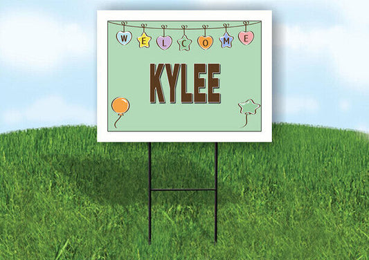 KYLEE WELCOME BABY GREEN  18 in x 24 in Yard Sign Road Sign with Stand