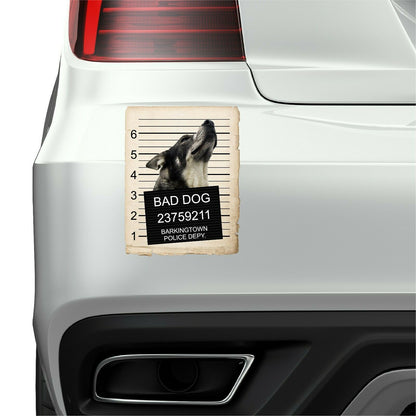 Norwegian Elk Hound Mugshot Bad Dog Fridge refrigerator Car Magnet