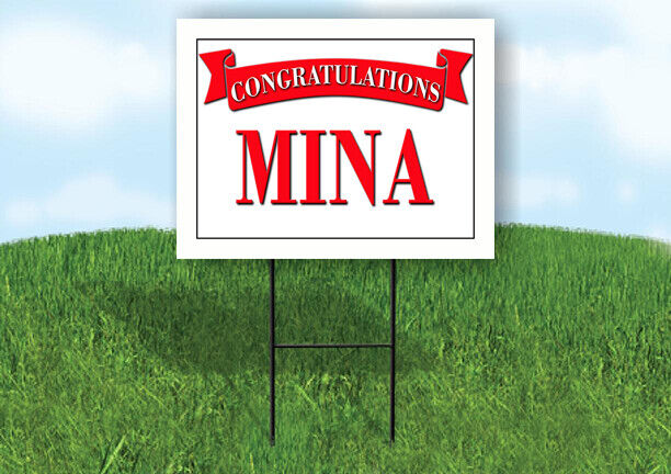 MINA CONGRATULATIONS RED BANNER 18in x 24in Yard sign with Stand