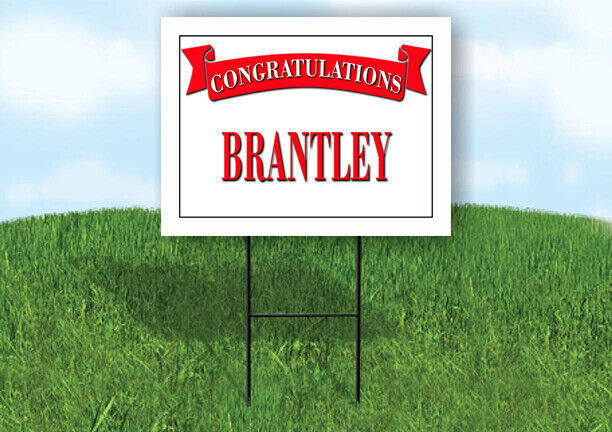 BRANTLEY CONGRATULATIONS RED BANNER 18in x 24in Yard sign with Stand