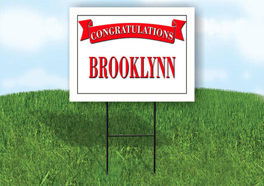BROOKLYNN CONGRATULATIONS RED BANNER 18in x 24in Yard sign with Stand