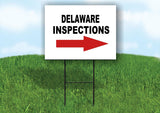 INSPECTIONS RIGHT ARROW RED_ DELAWARE Yard Sign with Stand LAWN SIGN