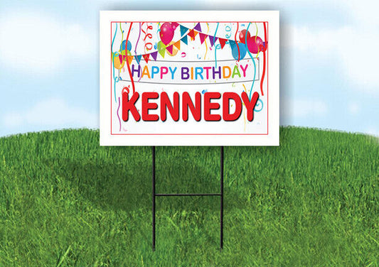 KENNEDY HAPPY BIRTHDAY BALLOONS 18 in x 24 in Yard Sign Road Sign with Stand