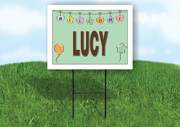 LUCY WELCOME BABY GREEN  18 in x 24 in Yard Sign Road Sign with Stand