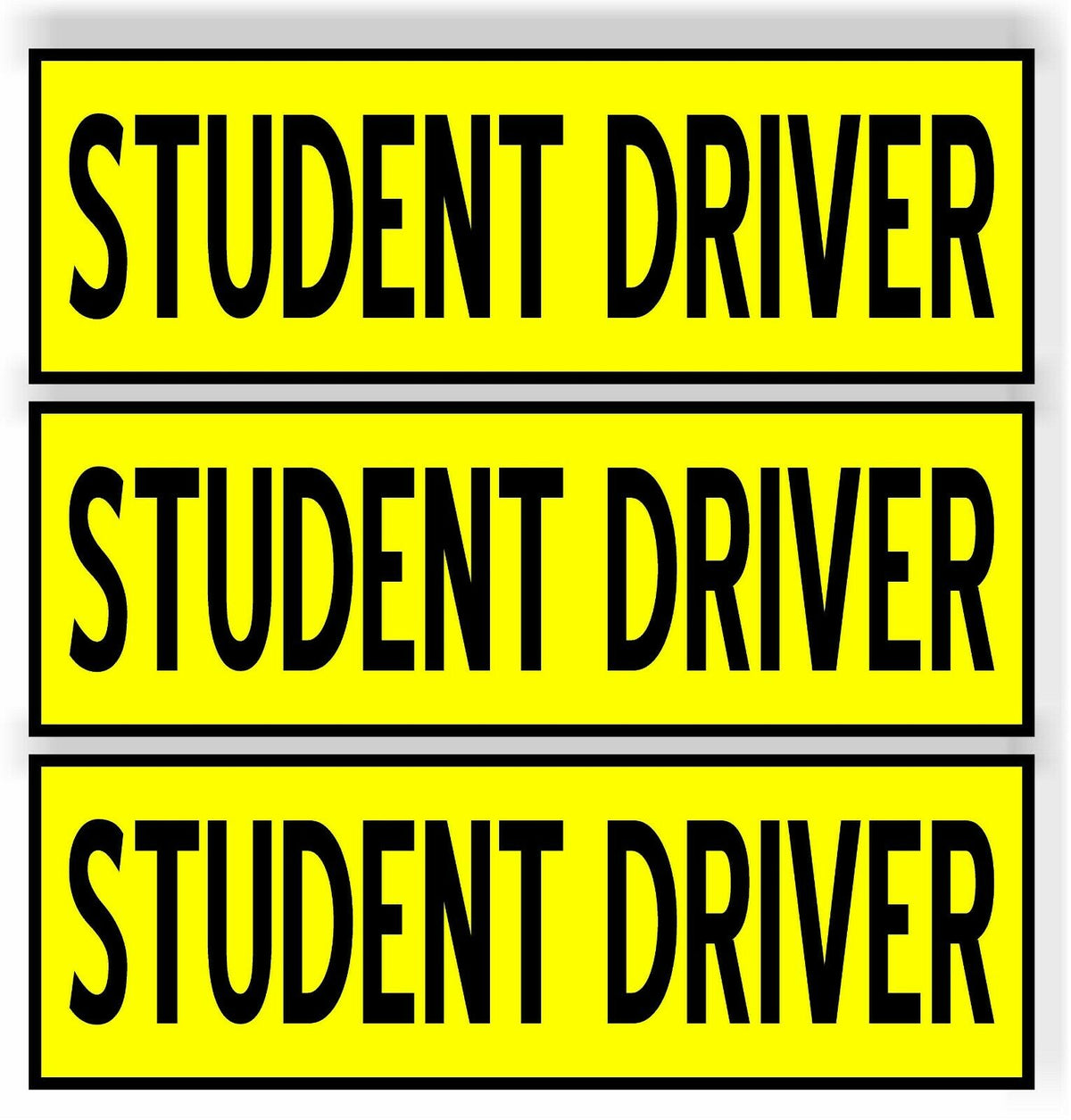 SET 3 Student Driver  Car MAGNET Magnetic Bumper Sticker  bright safety yellow