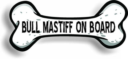 Dog on Board Bull Mastiff Bone Car Magnet Bumper Sticker 3"x7"