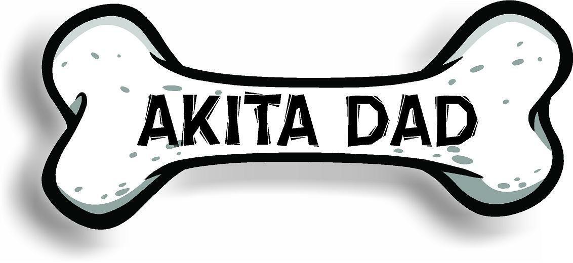 Dog Dad Akita Bone Car Magnet Bumper Sticker 3"x7"