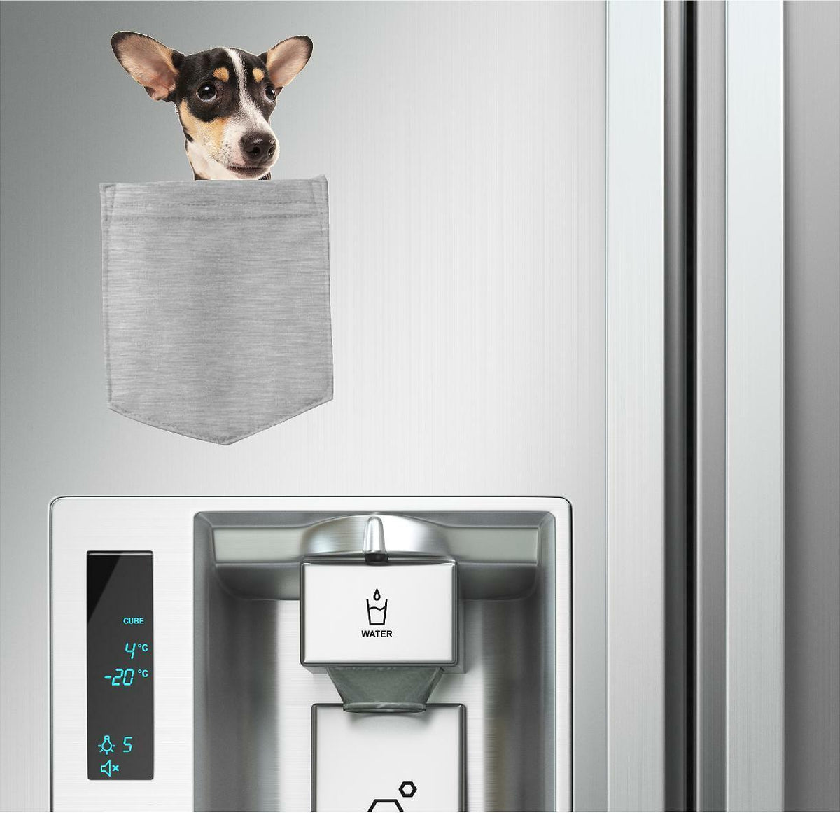 Rat Terrier Dog in pocket Fridge Car Magnet Bumper Sticker App size 4"x7"