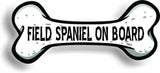 Dog on Board Field Spaniel Bone Car Magnet Bumper Sticker 3"x7"