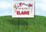 ELAINE HAPPY BIRTHDAY BALLOONS 18 in x 24 in Yard Sign Road Sign with Stand