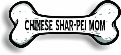 Dog Mom Chinese Shar-Pei Bone Car Magnet Bumper Sticker 3"x7"