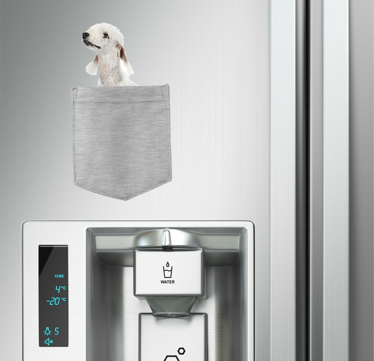 Bedlington Terrier Dog in pocket Fridge Car Magnet Bumper Sticker App size 4"x7"