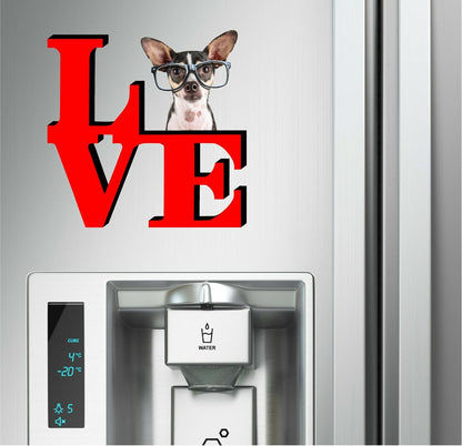 Chihuahua with glasses Dog Love Park Dog Fridge Refrigerator Car Magnet